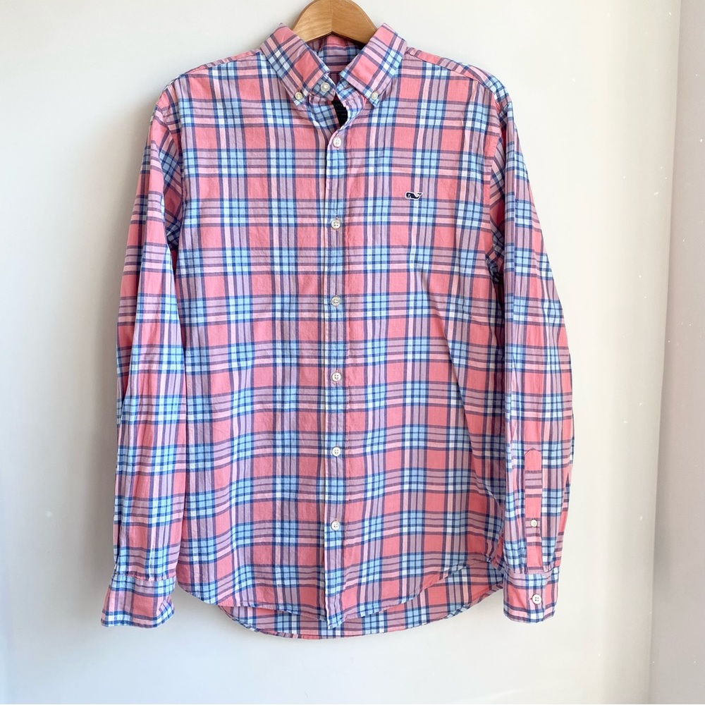 Vineyard Vines Whale shirt pink blue size M